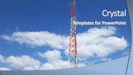  Presentation with antenna - Amazing slides having electromagnetic waves - antenna metal red-white mast backdrop and a ocean colored foreground