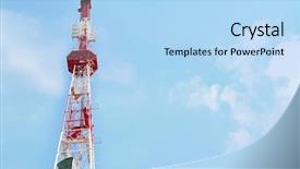  Presentation with antenna - Cool new slides with electromagnetic waves - antenna of communication building backdrop and a light blue colored foreground