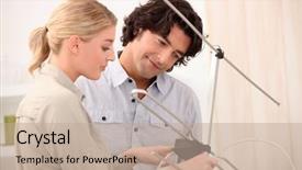  Presentation with electromagnetic waves - Amazing slide deck having electromagnetic waves - couple setting up an antenna backdrop and a mint green colored foreground