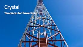  Presentation with town hall sky scrappers - Audience pleasing slide deck consisting of electromagnetic waves - high communications tower backdrop and a teal colored foreground