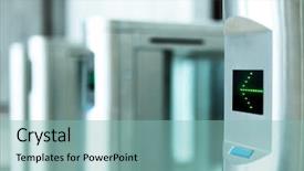  Presentation with access - Slide set featuring electronic access equipment on entrance background and a light blue colored foreground