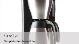  Presentation with coffee beans on a white - Cool new presentation theme with electronic appliances - coffee maker isolated on white backdrop and a light gray colored foreground