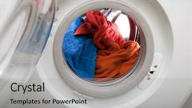  Presentation with wash - Cool new slide set with electronic appliances - colorful clothes wash backdrop and a light gray colored foreground