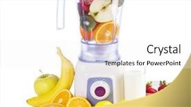  Presentation with modern electric iron isolated - Amazing slide deck having electronic appliances - electric blender isolated on white backdrop and a  colored foreground