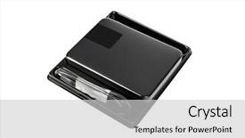  Presentation with hard disk drive - Cool new slide deck with electronic archiv - external hard disk drive backdrop and a  colored foreground