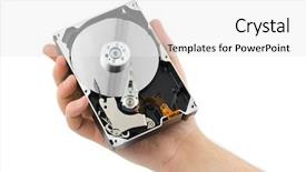  Presentation with hand shake computer - Beautiful presentation featuring electronic archiv - hand and computer hard drive backdrop and a white colored foreground