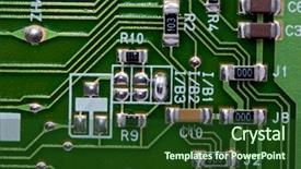  Presentation with electronic - Amazing PPT theme having electronic background macro shot backdrop and a forest green colored foreground