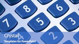  Presentation with calculator - PPT theme featuring electronic banking - buttons of calculator dual tone background and a teal colored foreground