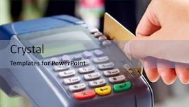  Presentation with payment - Colorful theme enhanced with electronic banking - close-up of female hand doing backdrop and a light blue colored foreground