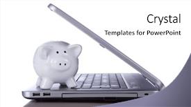  Presentation with information technology - Amazing PPT layouts having electronic banking - piggy bank over a modern backdrop and a white colored foreground