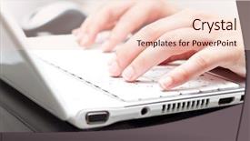  Presentation with banking - Theme with electronic banking - typing on a white laptot background and a lemonade colored foreground