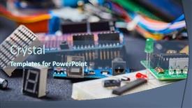  Presentation with electronic - Amazing PPT layouts having electronic-board-and-tools-repairs backdrop and a ocean colored foreground