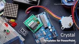  Presentation with electronic - Audience pleasing slide set consisting of electronic-board-and-tools-repairs backdrop and a ocean colored foreground