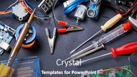  Presentation with electronic - Slide set having electronic-board-and-tools-repairs background and a ocean colored foreground