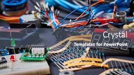  Presentation with electronic - PPT theme having electronic-board-and-tools-repairs background and a ocean colored foreground