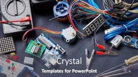  Presentation with electronic - PPT theme with electronic-board-and-tools-repairs background and a dark gray colored foreground