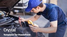  Presentation with car engine - Beautiful PPT layouts featuring electronic business - car electrician troubleshooting a car backdrop and a ocean colored foreground