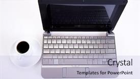  Presentation with bussiness - PPT theme with electronic bussiness - business attribute laptop pc background and a  colored foreground