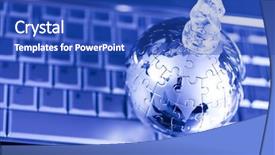  Presentation with global chess - Slide set enhanced with electronic bussiness - glass chess background and a cobalt blue colored foreground