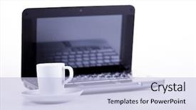  Presentation with notebook - Presentation design with electronic bussiness - notebook computer background background and a light blue colored foreground