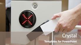  Presentation with criminal identification - Beautiful PPT theme featuring electronic card - identification of person backdrop and a coral colored foreground