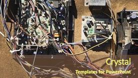  Presentation with electrical car - Slide deck consisting of electronic cars - wires and old broken electrical background and a  colored foreground