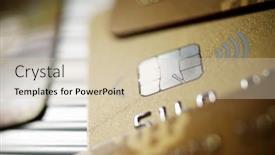  Presentation with electronic card - Colorful presentation design enhanced with electronic-chip-in-a-credit backdrop and a soft green colored foreground