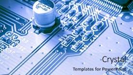  Presentation with circuit board - Slide deck featuring electronic chips - circuit board with connectors background and a light blue colored foreground