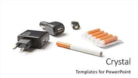  Presentation with cigarette - PPT theme enhanced with electronic cigarette -healthy smoking background and a white colored foreground