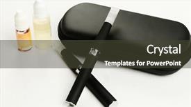  Presentation with electronic components - Cool new presentation design with electronic cigarette detail and components backdrop and a tawny brown colored foreground