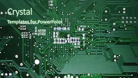  Presentation with circuit board - Beautiful presentation featuring electronic circuit board close up backdrop and a ocean colored foreground