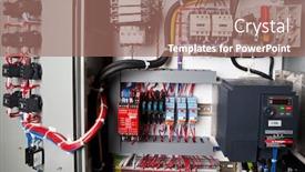  Presentation with circuit board - Presentation theme having electronic-circuit-board-with-wires background and a coral colored foreground