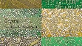  Presentation with microchips on electronic circuit board - Presentation theme featuring electronic-circuit-plate-background-texture background and a yellow colored foreground