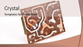  Presentation with microchips on electronic circuit board - Theme consisting of embedded - electronic circuit plate background and a soft green colored foreground