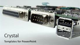  Presentation with motherboard - PPT theme with electronic circuts - back panel of laptop motherboard background and a  colored foreground