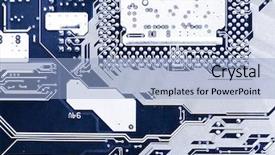  Presentation with chip - Presentation design with electronic circuts - computer chip close view blue background and a  colored foreground