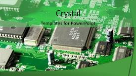  Presentation with chip - Amazing theme having electronic circuts - computer chip closeup green tint backdrop and a seafoam green colored foreground