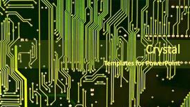  Presentation with chip - Amazing theme having electronic circuts - computer chip closeup texture backdrop and a tawny brown colored foreground