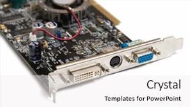  Presentation with computer vision video surveillance - Theme with electronic circuts - computer chip isolated on white background and a  colored foreground