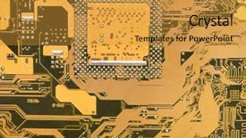  Presentation with computer motherboard - Presentation theme enhanced with electronic circuts - computer motherboard close view orange background and a gold colored foreground