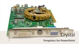  Presentation with computer vision video surveillance - Beautiful PPT theme featuring electronic circuts - computer video card isolated backdrop and a soft green colored foreground