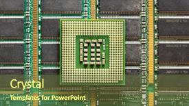 Presentation with cpu - PPT theme with electronic circuts - cpu on computer chip background background and a  colored foreground