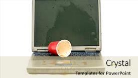  Presentation with electronic - PPT theme having electronic circuts - laptop computer with spilled liquid background and a  colored foreground