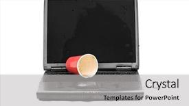  Presentation with black-liquid - Theme featuring electronic circuts - laptop computer with spilled liquid background and a  colored foreground