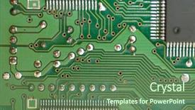  Presentation with printed circuit board - Presentation having electronic circuts - printed circuit board background background and a ocean colored foreground