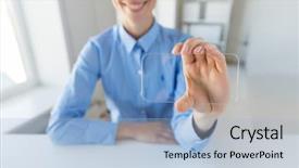  Presentation with electronic communication - Audience pleasing presentation theme consisting of electronic communication - business technology and people concept backdrop and a light blue colored foreground