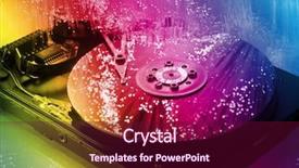  Presentation with fiber optics - PPT theme with electronic communication - computer harddisk and heads background and a violet colored foreground
