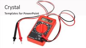  Presentation with multimeter - Cool new PPT layouts with electronic communication - electric multimeter isolated on white backdrop and a white colored foreground
