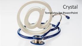  Presentation with doctor office - Presentation design with electronic communication - email sign and a stethoscope background and a white colored foreground