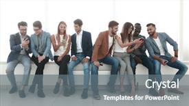  Presentation with waiting room - Slides with electronic communication - group of young people communicate background and a gray colored foreground